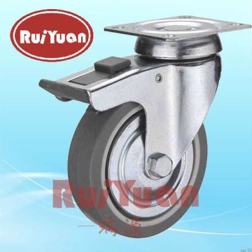 35xxxTPRB 60mm,80mm,100mm,125mm European type indoor Thermoplastic rubber wheel double/total brake caster