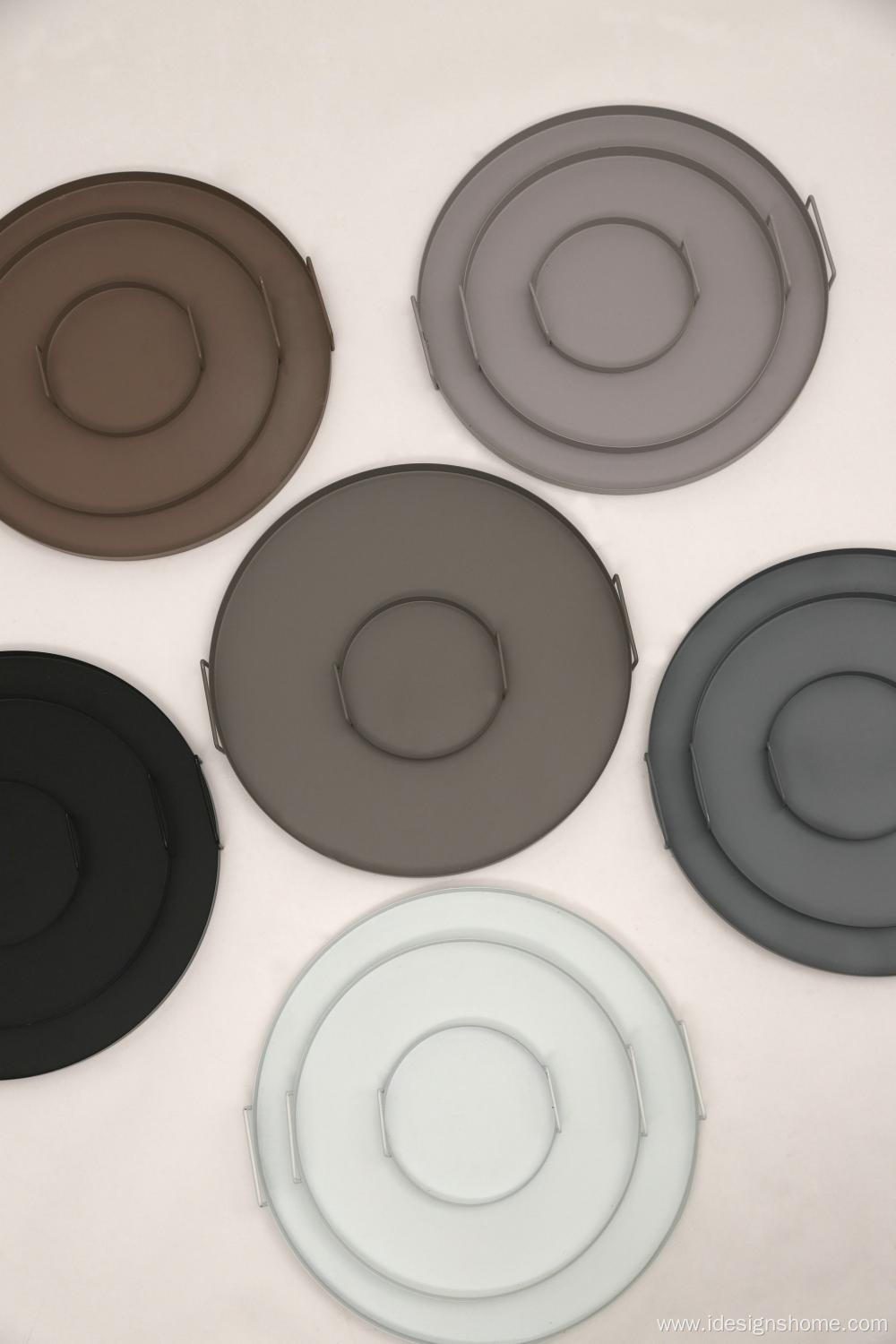 Metal Tray with Handles Round Metal Serving Tray