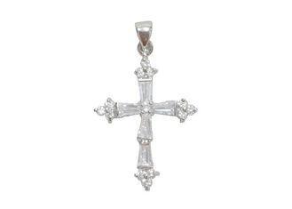 Handmade Byzantine White Zircon Mens Sterling Silver Cross