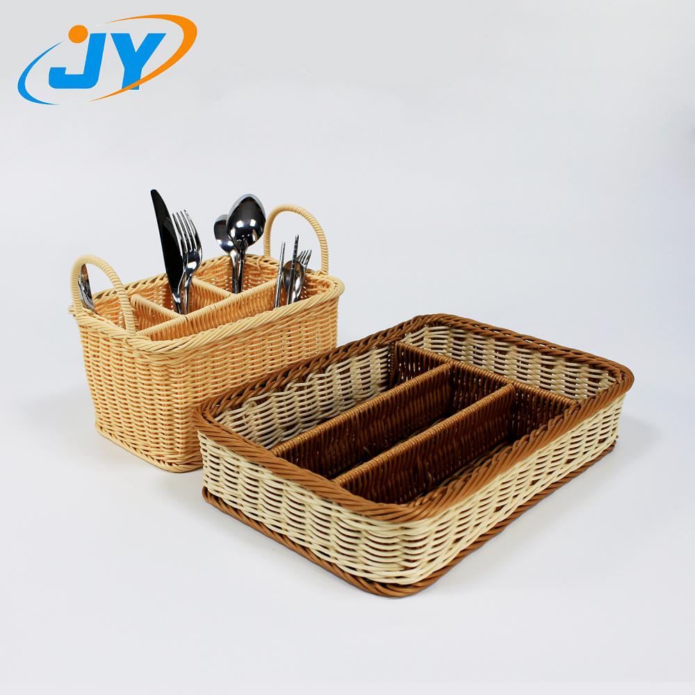 PP rattan cutlery basket for fork and knife