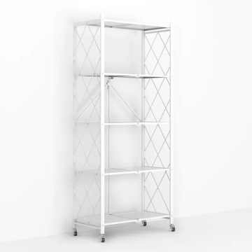 Multi-layer Foldable Metal Kitchen Storage Rack with Rotating Shelves