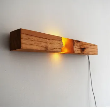 New creative resin solid wood handmade wall lamp corridor lamp USB power home decoration night light Yellow resin led lamp ZM102