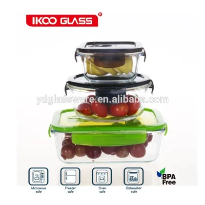 leakproof bento lunch box pyrex glass lock container 4 side locked lunch box