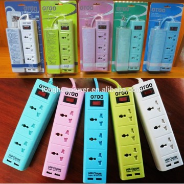 USB univerlsal power strip/multi socket power socket 3/4/5/6 gang extension power bar/spike guard