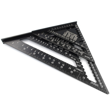 12 Inch Black Aluminum Metal Triangular Scale Carpenter Woodworking Ruler