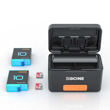 GoPro Camera Accessories Bundle: 10-in-1 Charging Case Box with 2TF Cards Slots for Hero8, Hero7, Hero6, Hero5 Models