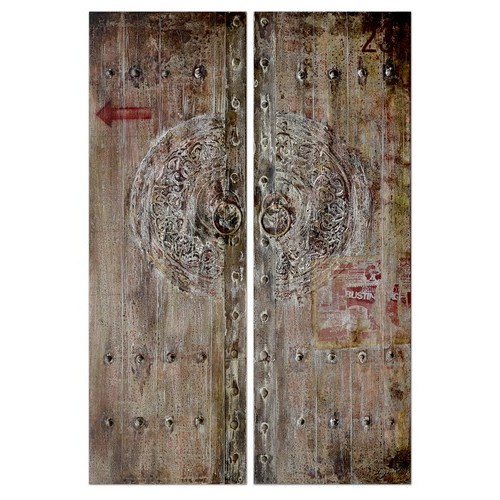Rustic Door Wall Art Retro Red Door Wall Decor