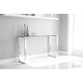 Mesa de consola de vidrio Slimline con marco de acero inoxidable