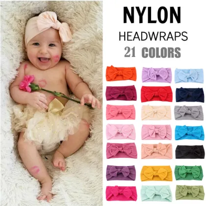 Newborn Baby Headband - 21 Colors Soft Nylon Turban Bows