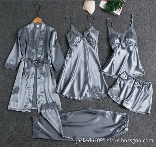 Women Set Sex Sleep Wear Soft Silk Pajamas