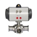 SS304 Clamp 3 Way Pneumatic Actuated Ball Valve