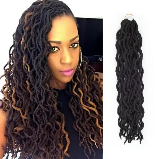 Alileader New Wholesale 18" Hair Faux Locs Hair Extensions Crochet Wavy Faux Locs