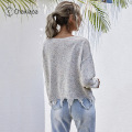 CHAXIAOA Personality Korean Fashion Women Sweaters Hole Tassel Fashion Pullovers Knitted Tops Long Sleeve Fall Sweaters X335