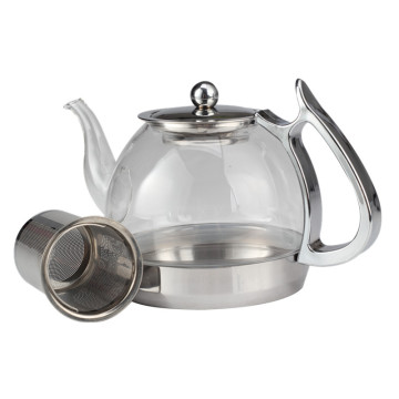 Food Grade Stainless Steel Base-Glass Tea Pot