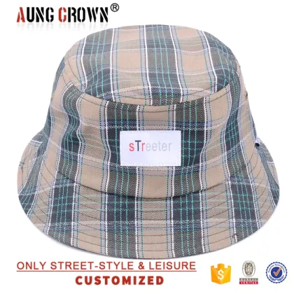 Fashion adult unisex plaid funny fishman bucket hats