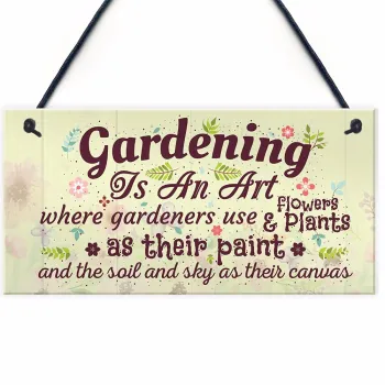 Meijiafei Gardening Is An Art Novelty Hanging Plaque SummerHouse Sign Garden Shed Friendship Sign 10" x 5"