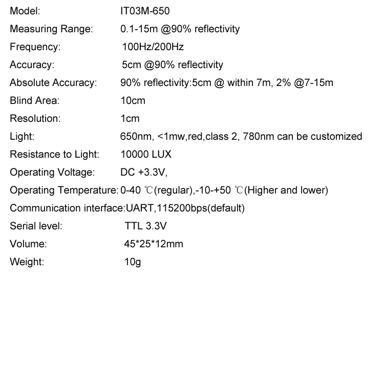 15m Short Range High frequency Laser Measuring Components