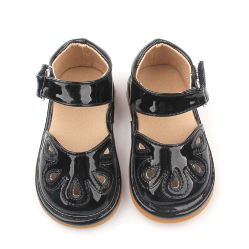 Children Squeaky Shoe Black PU Leather Dress Shoes Manufactory