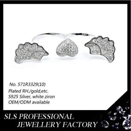 Top Selling 925 silver jewelry Double Fingers Ring Turkish Silver Ring