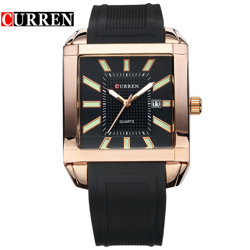 curren square quartz watch with silicone belt wholesale