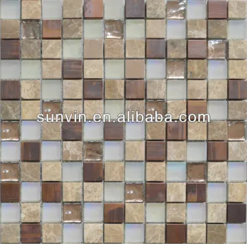 marble stone mosaic tile mixed glass and copper mosaic for bathroom wall
