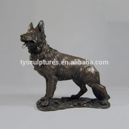 Outdoor garden decoration bronze german shepherd dog