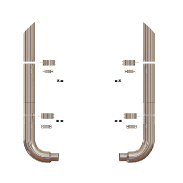 8 Inch Miter Style Exhaust Elbow Stack Kit for Peterbilt Lincoln - Stainless Steel