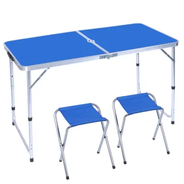 Portable Aluminum Dining Table and Folding Camping Chair Set