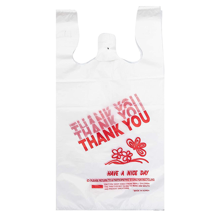 Cheap custom print logo food fruit vegetables shopping carry clear plastic t-shirt grocery bag