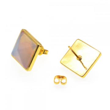 Natural Craved Pyramid Semi Precious Stone Stud Earrings