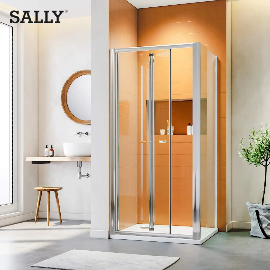 Sally 5 mm BIFOLD enmarcado ducha baño de baño biflante puerta de ducha de vidrio ducha de ducha húmedo pliegue de puerta