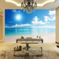 Custom Mural Wallpaper 3D Ocean View Blue Sky And Clouds Beach Living Room Bedroom Wall Covering Wallpaper Papel De Parede 3D