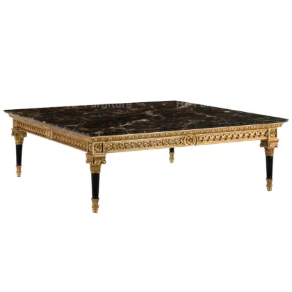 Royal Style Hand Made Marble Square Coffee Table - Luxury Home Decor Furniture