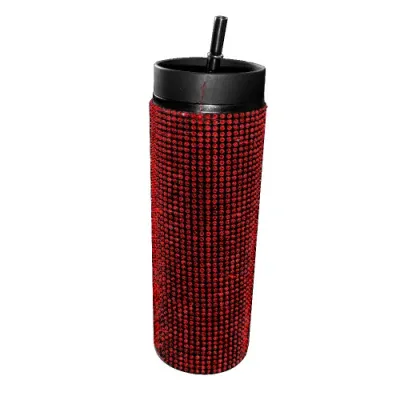 Straw White 20 Oz Shiny Rhinestone Car Coffee Cup Travel Water Mug