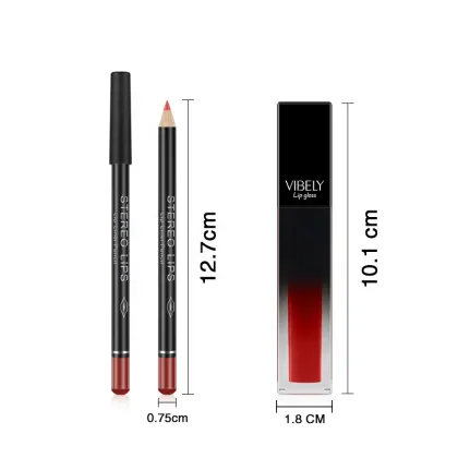 Hot Sale: 12 Color Matte Lip Liner & Gloss Set