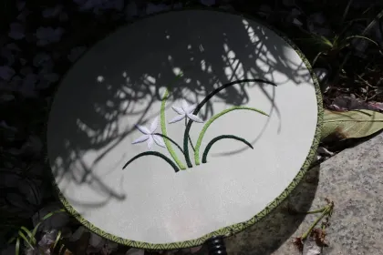 Chinese Style Circular Fan: A Traditional Handcrafted Beauty with Orchid and Grass Design