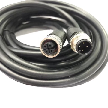 Single-ended M12 4-pin Female Connector with 2m Cable Sensor Adapter in Black Plastic - 4-pin