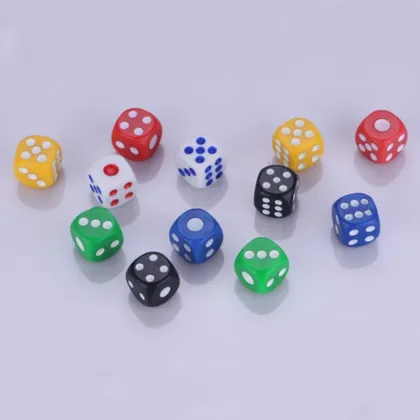 10PCS/Lot 6 Sided Portable Table Games Dice 14MM Multicolor Acrylic Round Corner Dice Board Game Dice Party Gambling Game Dice