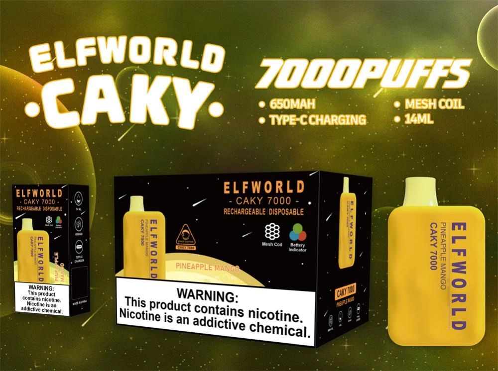 Alkuperäinen Elf World Caky7000 Puffs kertakäyttöinen vape