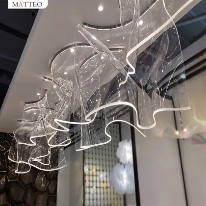 Handmade Acrylic Wave Sculpture Skirt Design Chandelier