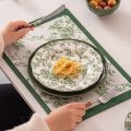 Floral Dining Table Mat Set Green Red Diatom Mud Pad Water Absorbent Table Mats Luxury Dining Bibulous