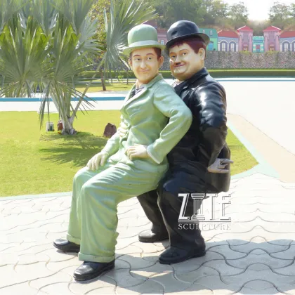 Garden outdoor fiberglass resin stan laurel and oliver hardy