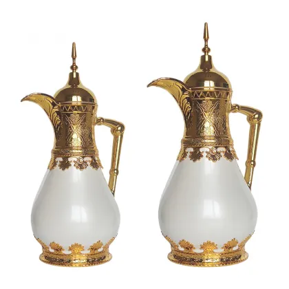 24 Hour Insulated Luxury Arabic Silver & Gold Dallah Coffee Pot Flask