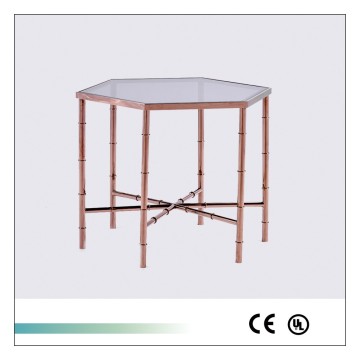 Goolee Hexagon Glass Top Metal Legs Ornate Modern Dining Table