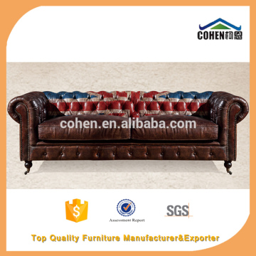 2016 hot sale vintage top grain leather chesterfield style sofas and home furniture