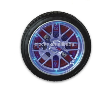 Special Tire Shape Design LED Night Light Digital Decorative Wall Clock