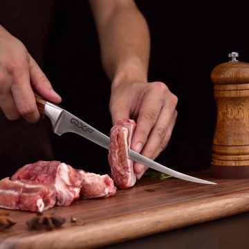 QXF German Stainless Steel Boning Knife with Zebra Wood Handle - Hot Sale