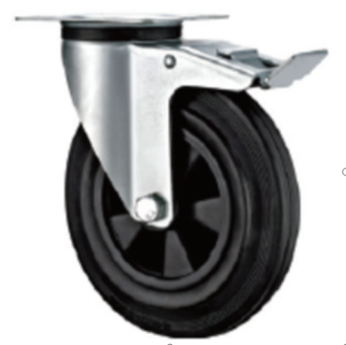 80mm European industrial rubber swivel caster with brake