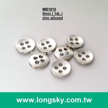 (MB1810/14L) 4 holes 9mm silver color collar small zinc alloyed metal shirt button