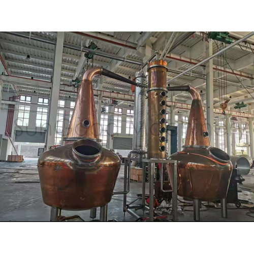 Traditional double copper pot column stills